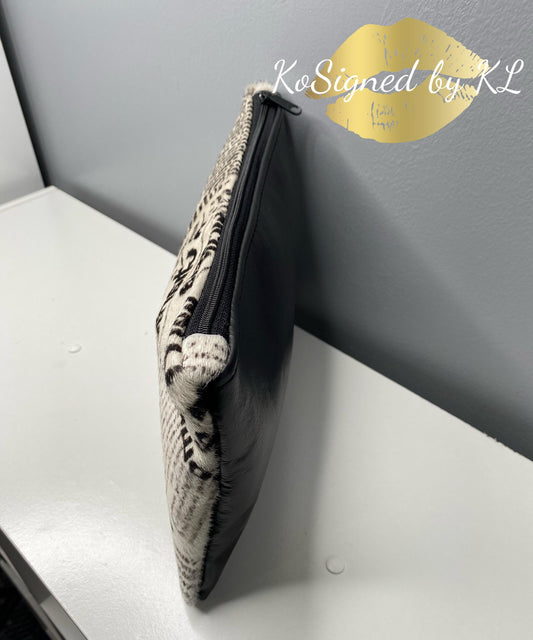 News Paper Cowhide Clutch