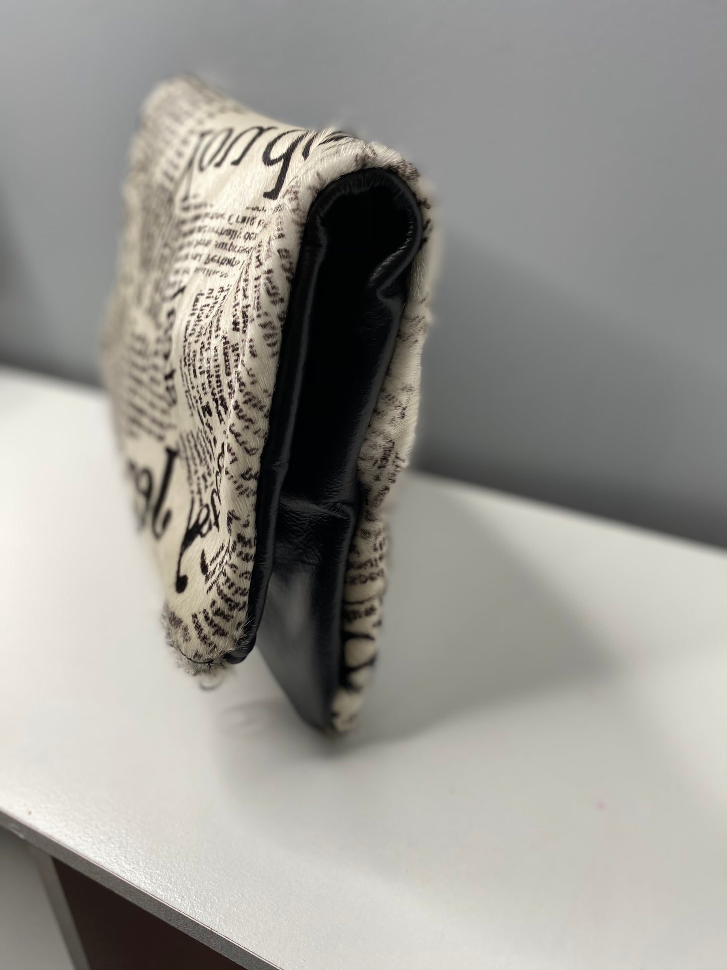 News Printed Cowhide/Leather Folded Clutch