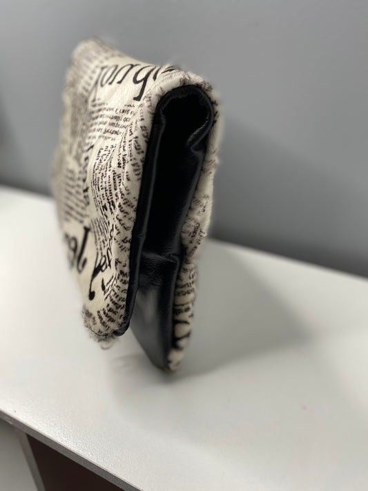 News Printed Cowhide/Leather Folded Clutch