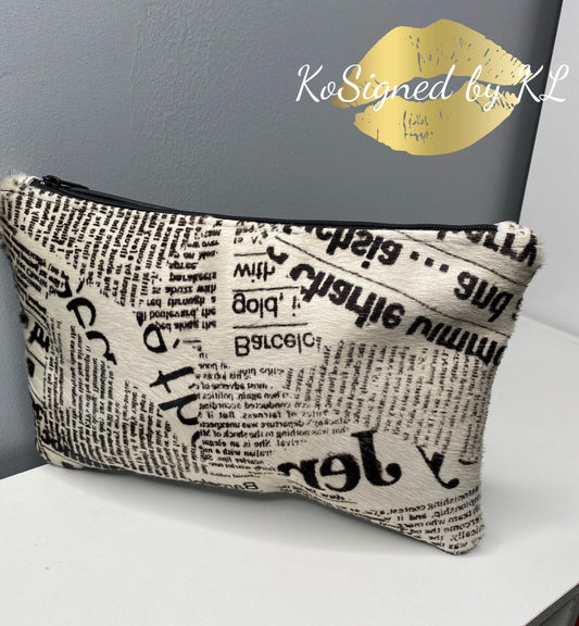 News Paper Cowhide Clutch